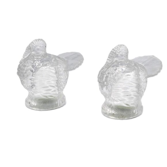 Shannon Clear 24% Crystal Decorative Thanksgiving Turkey Salt Pepper Shaker Set - Picture 3 of 9